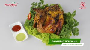 Gà nướng tiêu xanh bằng Nồi chiên không dầu Magic Eco AC-121