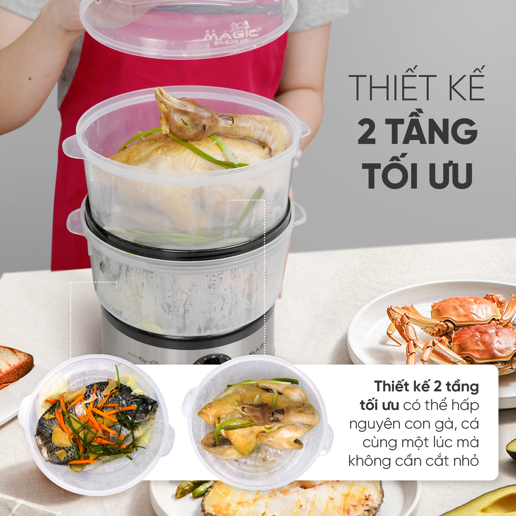 Nồi Hấp Thực Phẩm 2 Tầng MAGIC Korea A-64 | MAGIC Vietnam 12