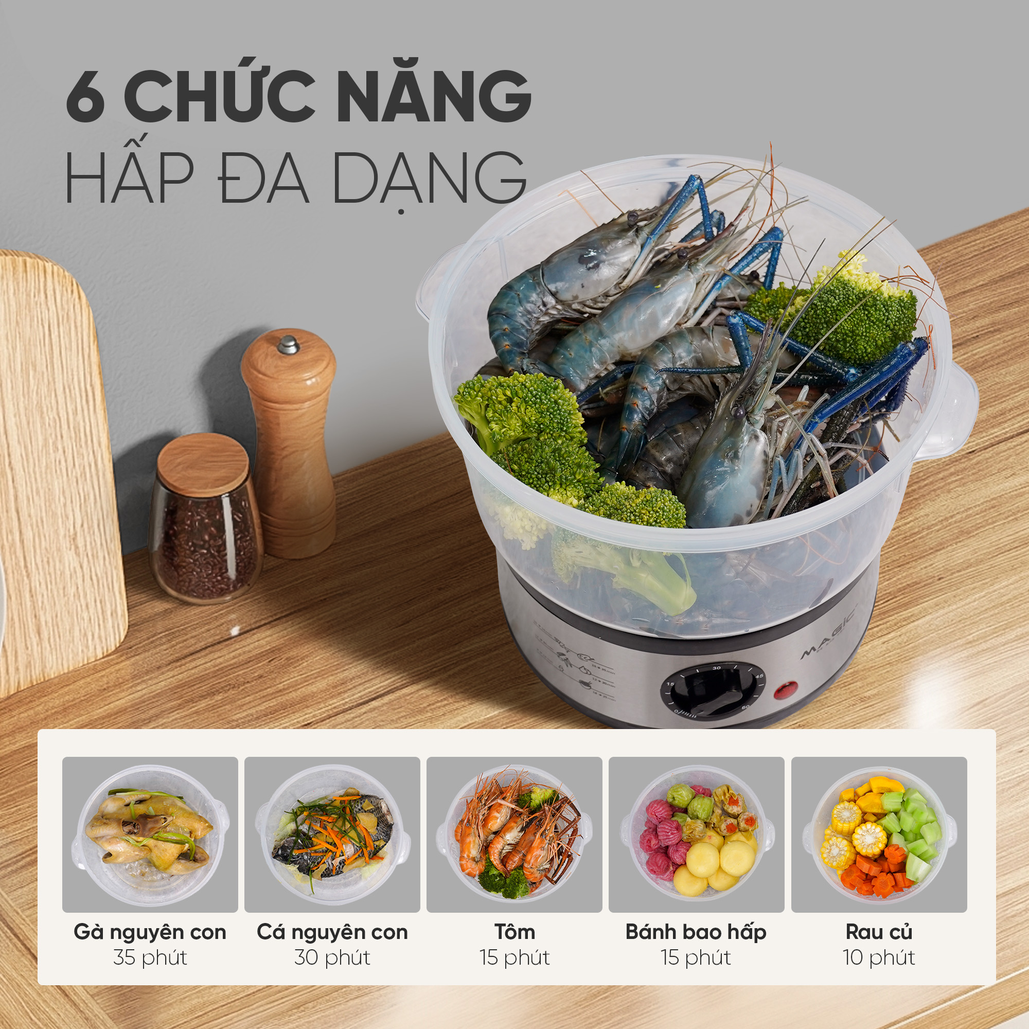 Nồi Hấp Thực Phẩm 2 Tầng MAGIC Korea A-64 | MAGIC Vietnam 13