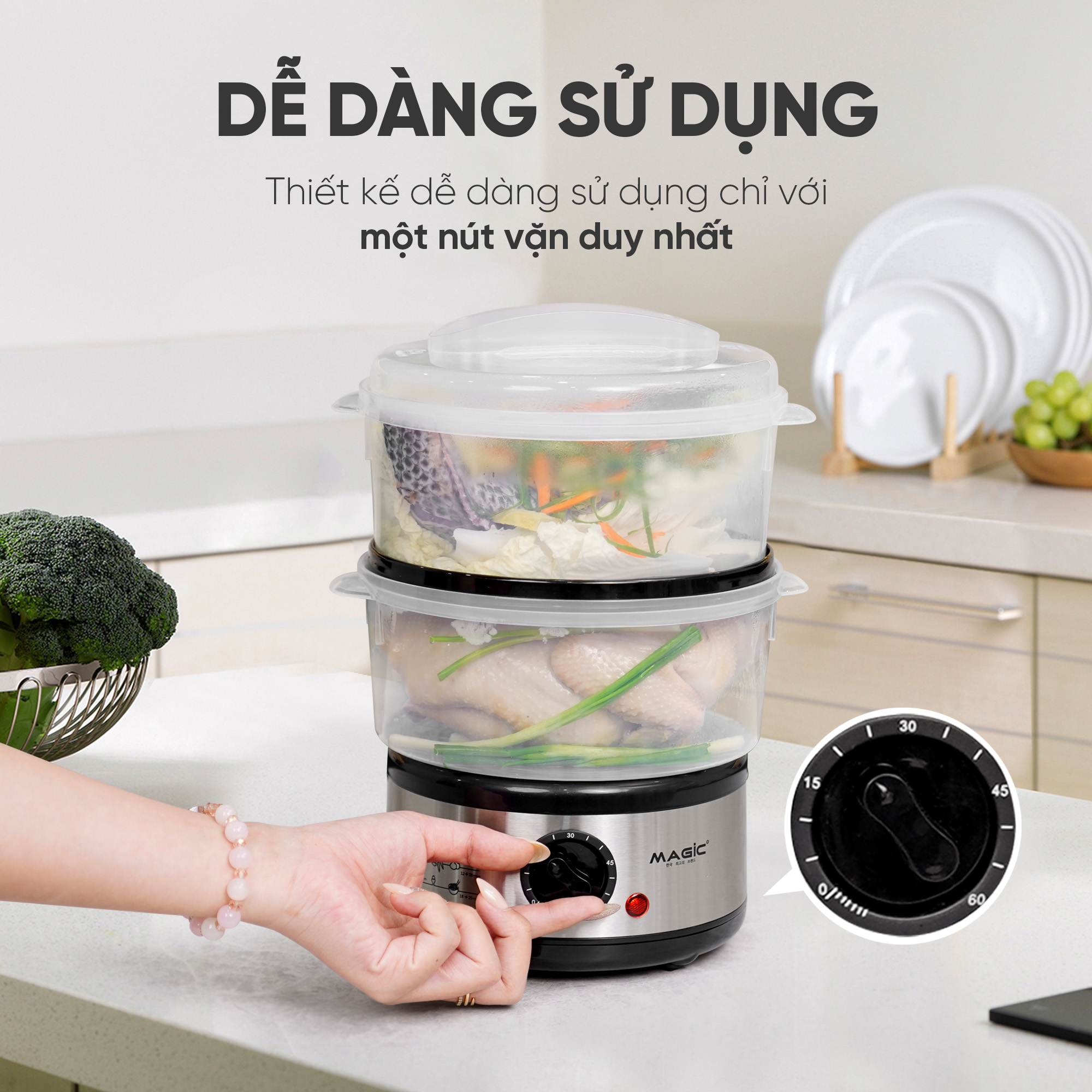 Nồi Hấp Thực Phẩm 2 Tầng MAGIC Korea A-64 | MAGIC Vietnam 15