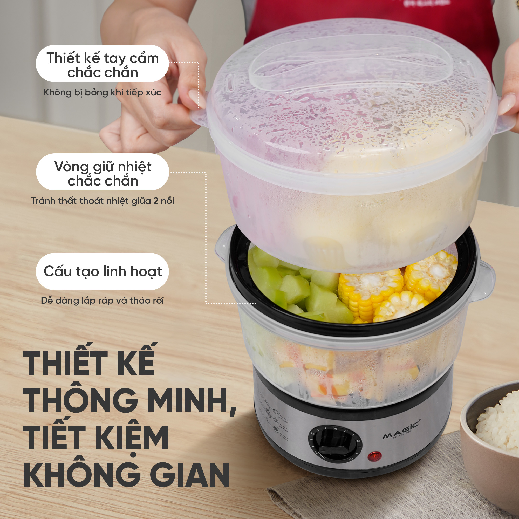 Nồi Hấp Thực Phẩm 2 Tầng MAGIC Korea A-64 | MAGIC Vietnam 11