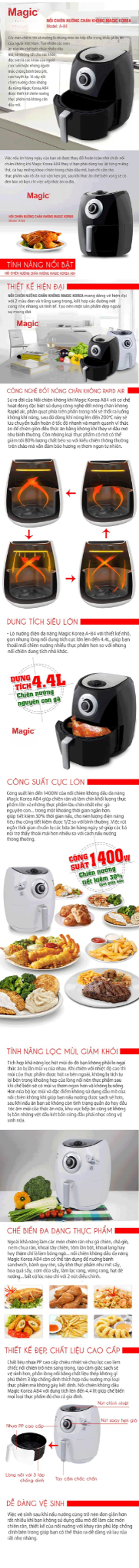 Nồi Chiên Nướng Không Dầu Magic A-84 Trắng 2