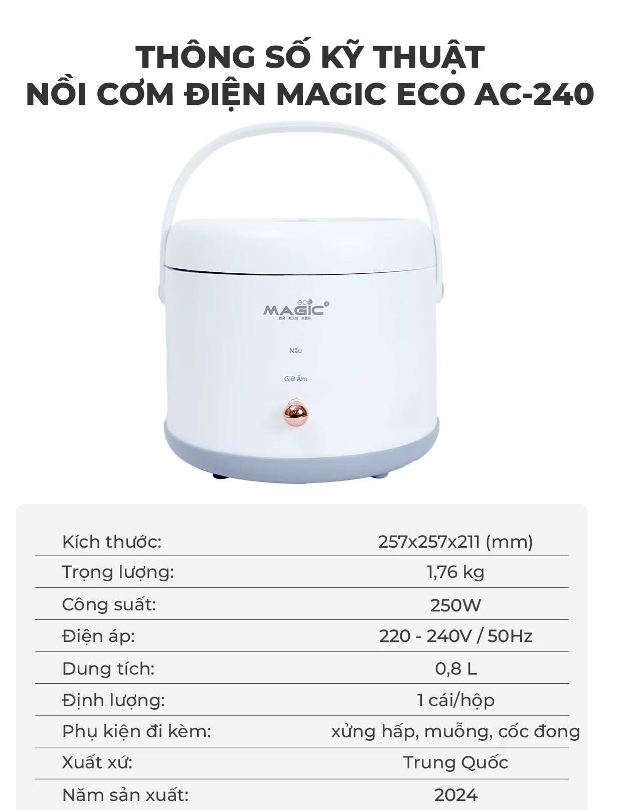 Nồi Cơm Điện Tử MAGIC Eco AC-240 29