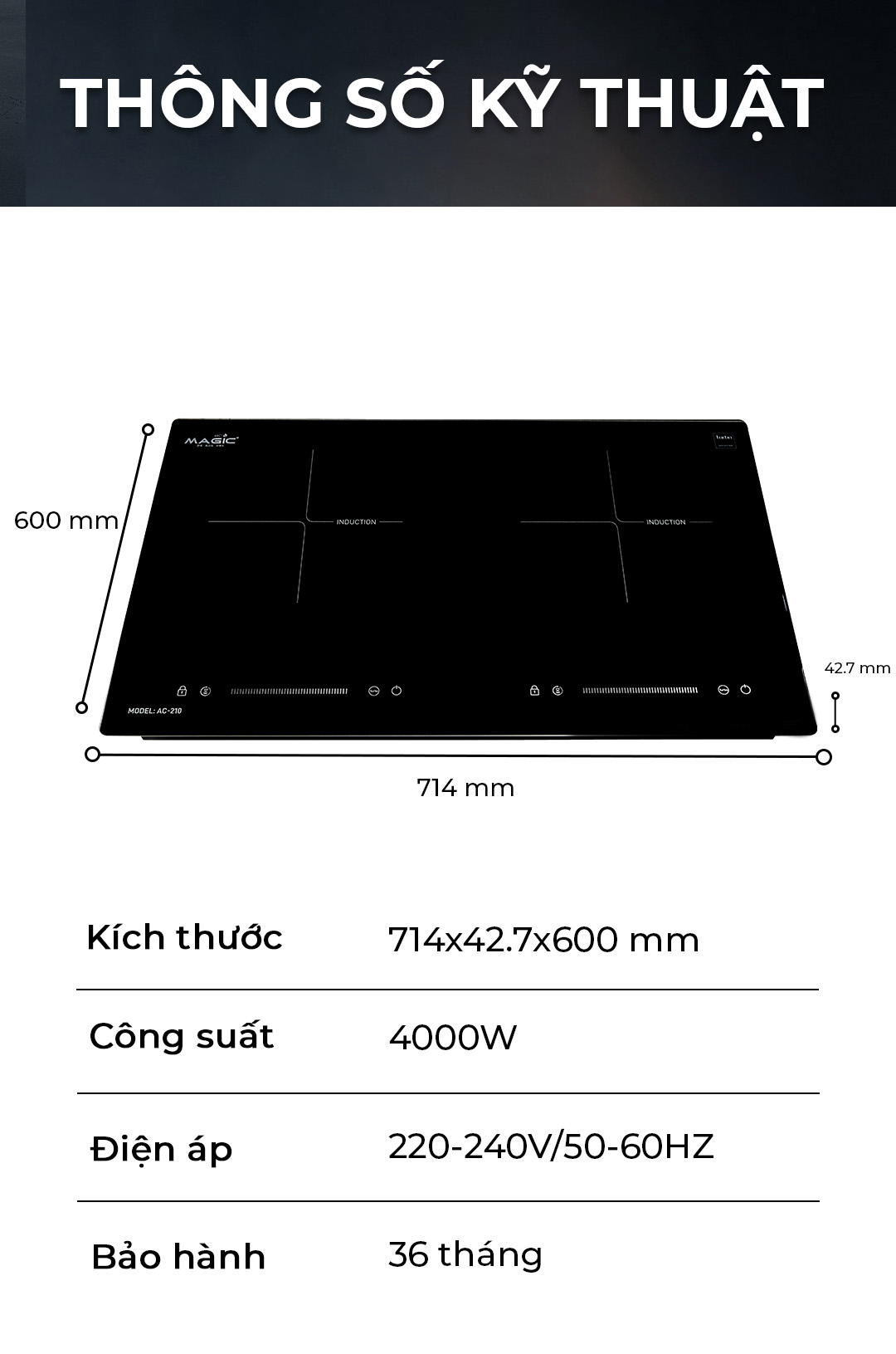 [HÀNG TRƯNG BÀY] Bếp Đôi Điện Từ MAGIC Eco AC-210 | MAGIC Vietnam 9