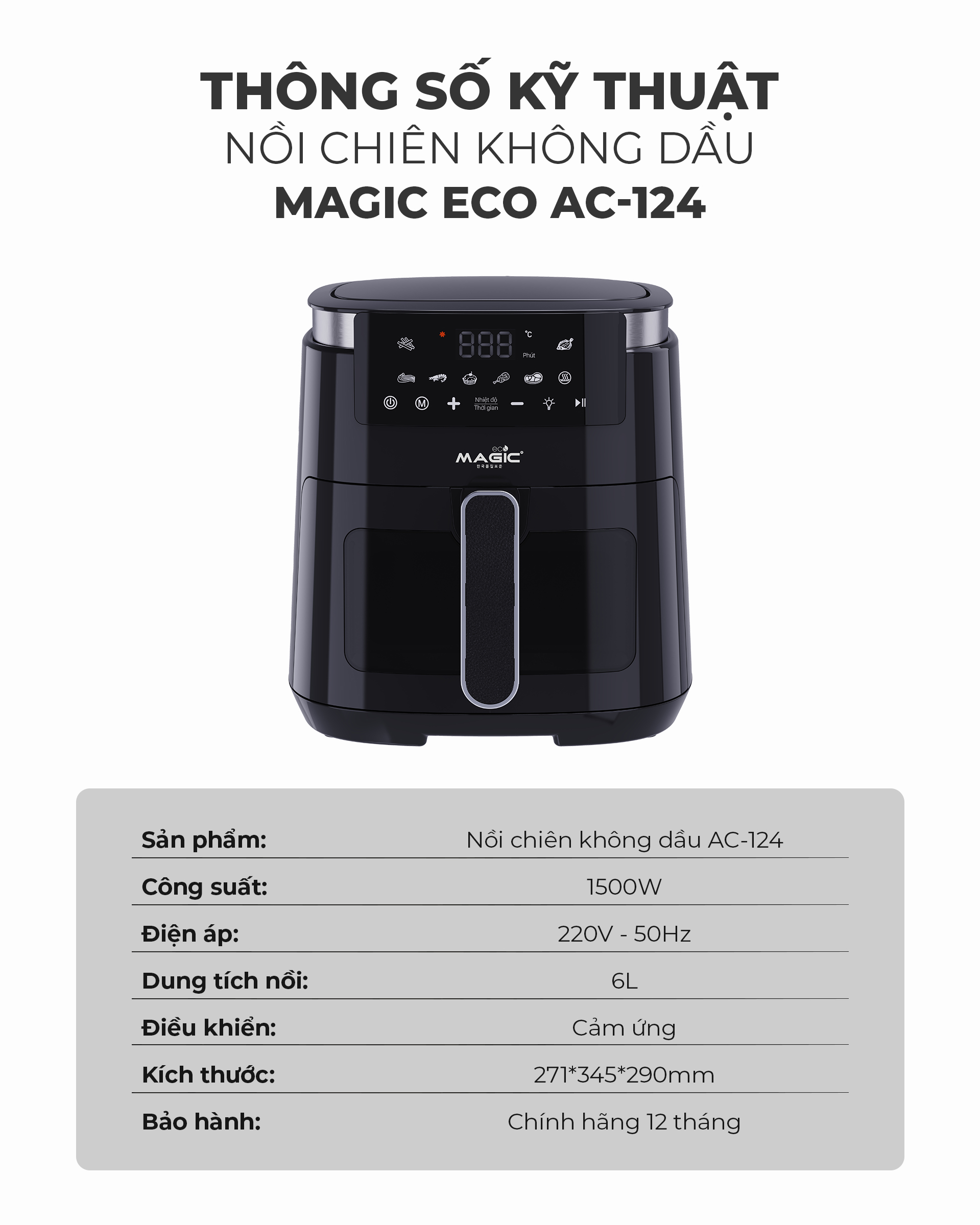 Nồi Chiên Không Dầu MAGIC Eco AC-124 9