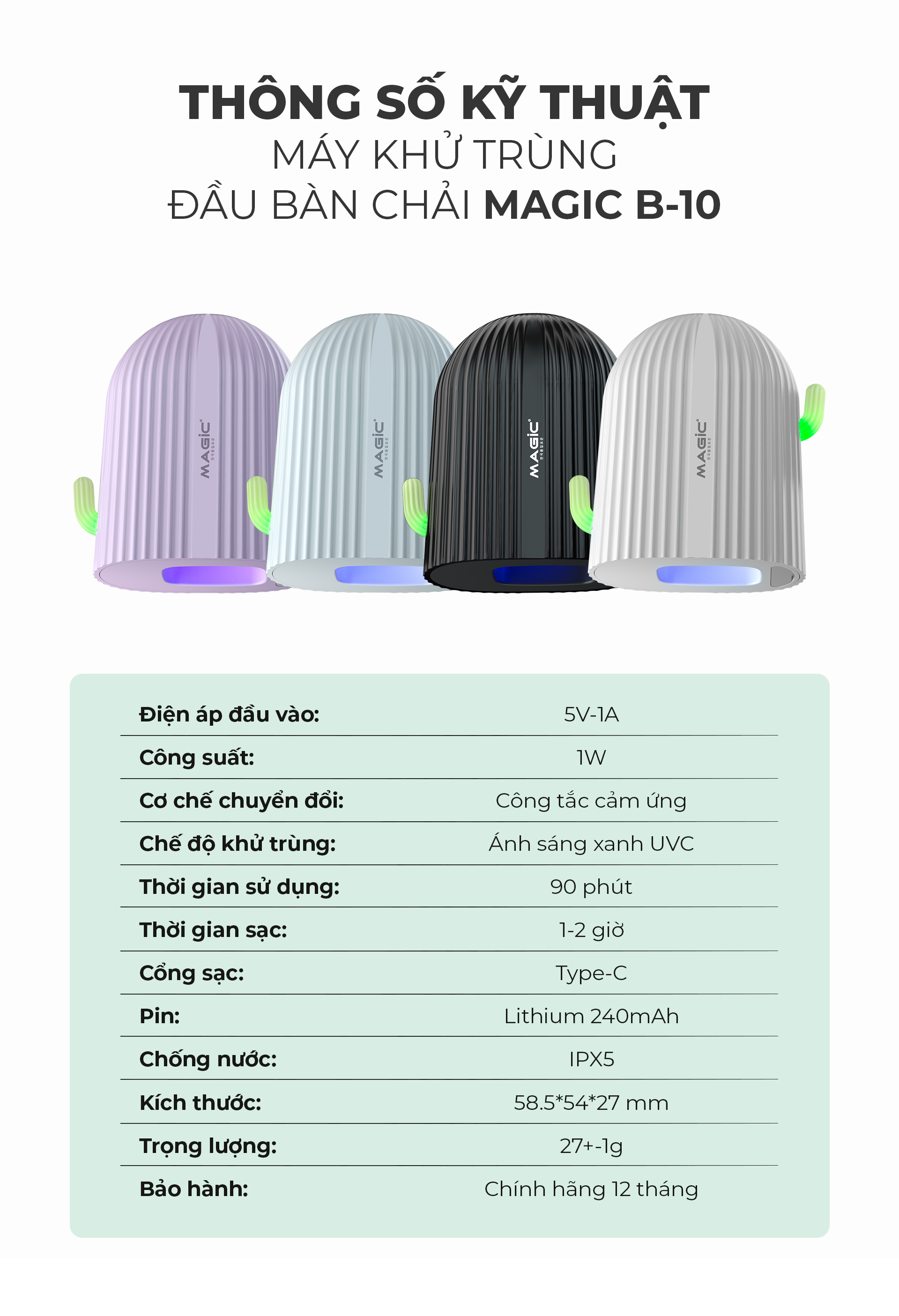 Máy Khử Trùng Đầu Bàn Chải MAGIC B-10 (Đen) 8 Máy Khử Trùng Đầu Bàn Chải MAGIC B-10 (Đen) 9