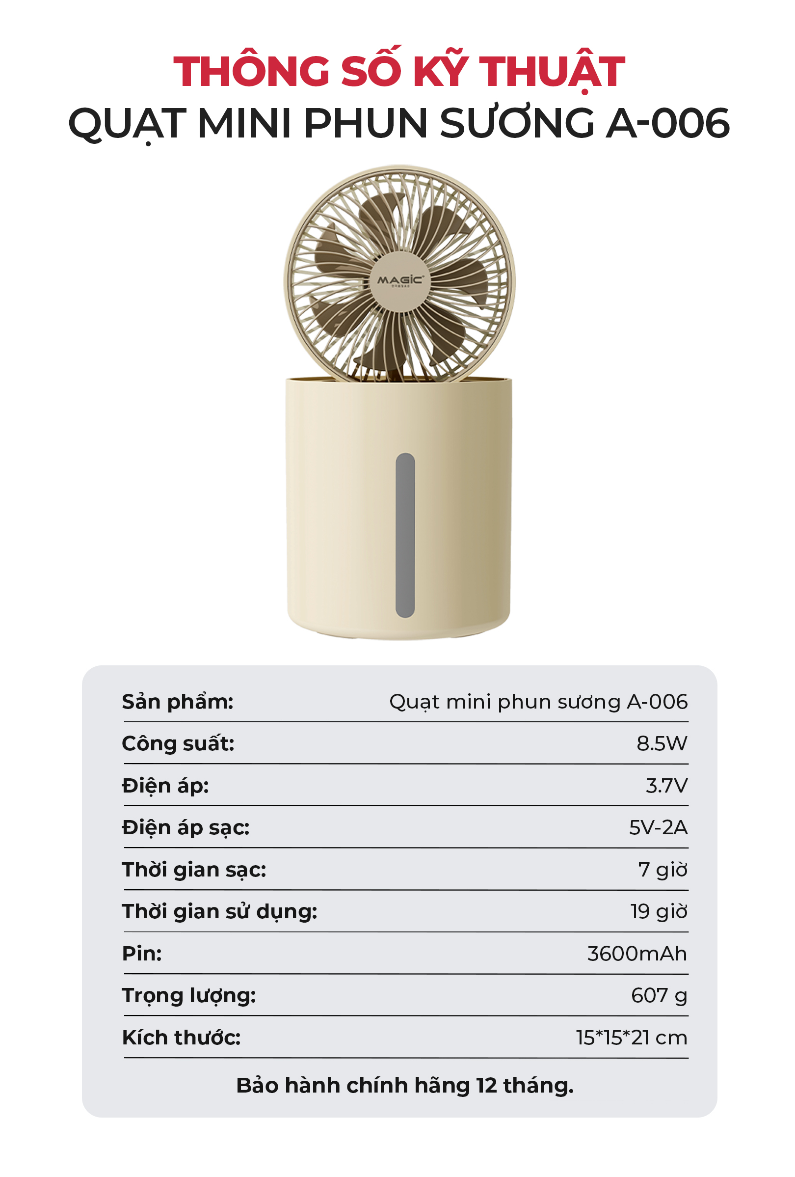 Quạt Mini MAGIC A-006 7 Quạt Mini MAGIC A-006 8