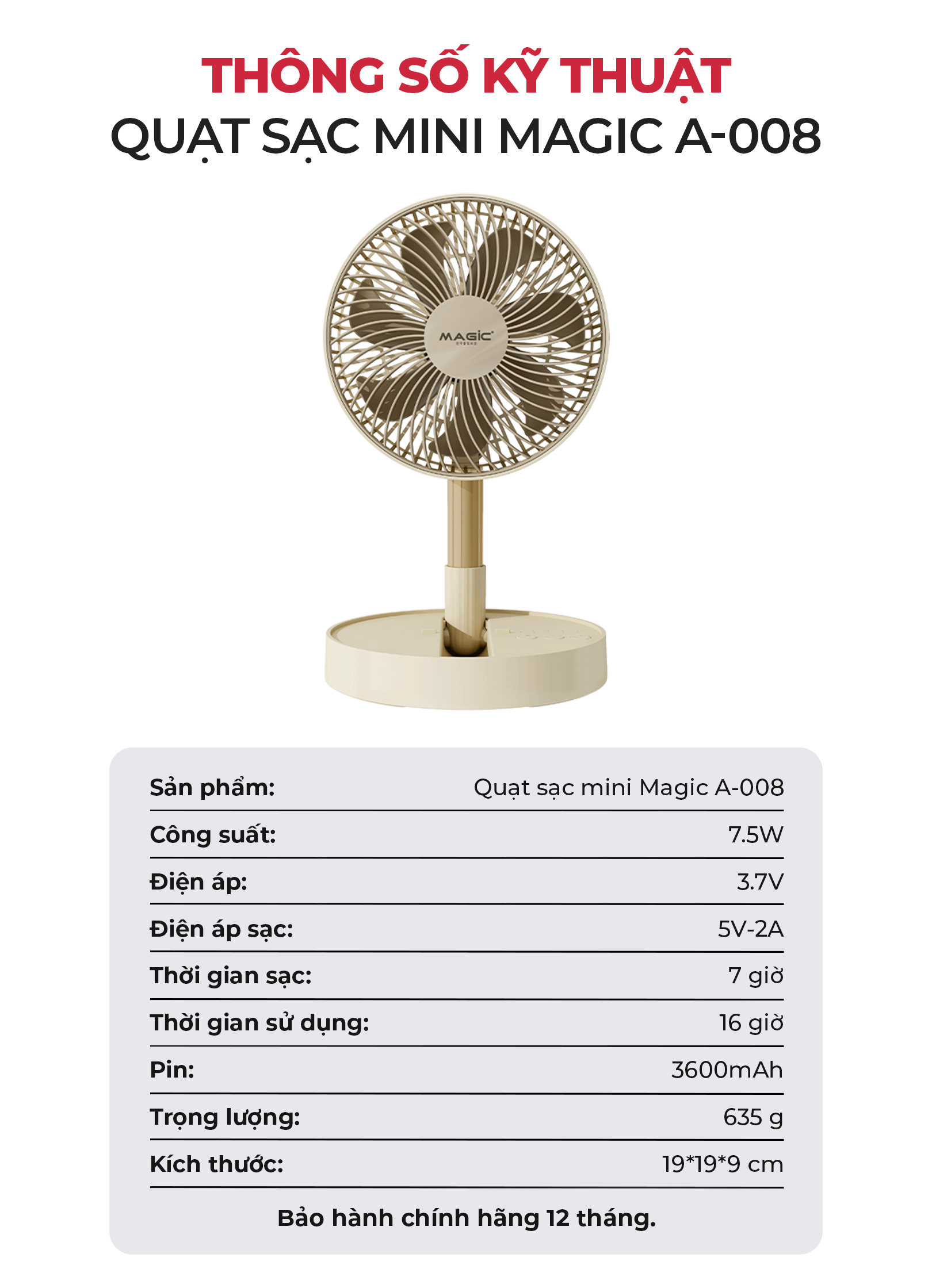 Quạt Mini MAGIC A-008 7 Quạt Mini MAGIC A-008 8