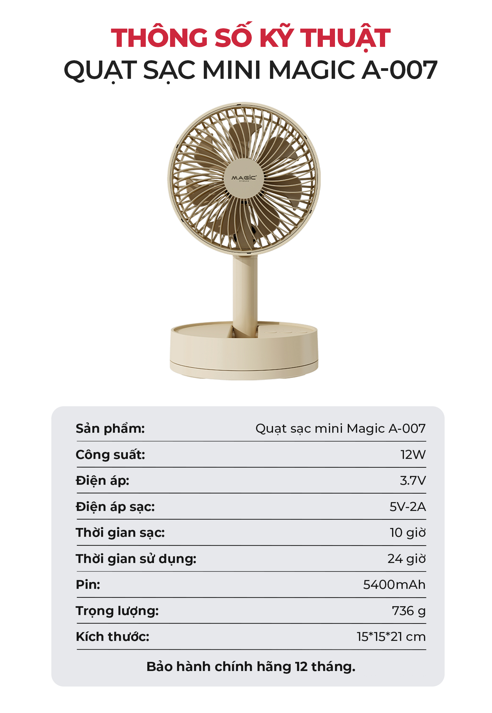 Quạt Mini MAGIC A-007 48