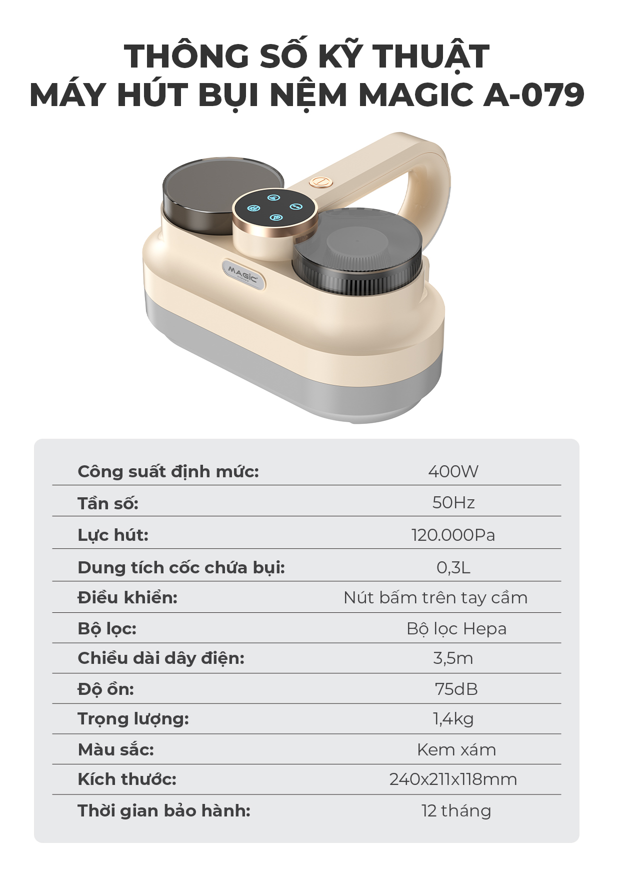 Máy Hút Bụi Nệm Magic A-079 7 Máy Hút Bụi Nệm Magic A-079 8