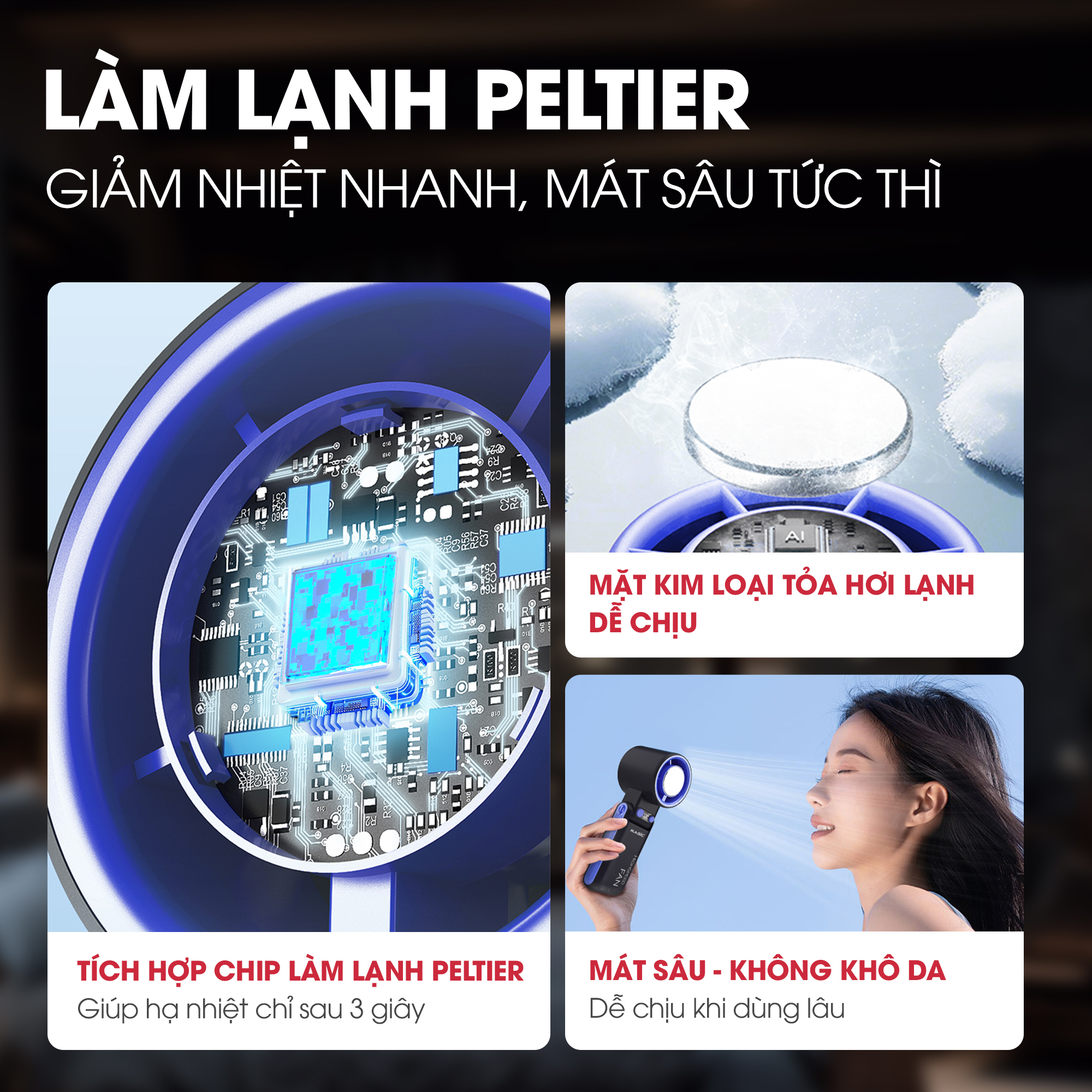 Quạt sạc cầm tay sò lạnh Magic A-017 2 quạt mini 2