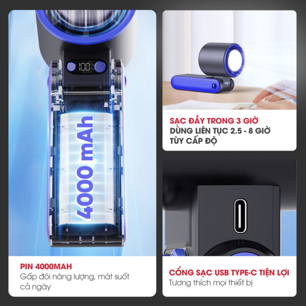 Quạt sạc cầm tay sò lạnh Magic A-017 5