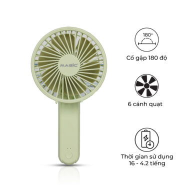Quạt Sạc Cầm Tay Gấp Gọn Magic A-011 (QUẠT MINI - XANH LÁ)