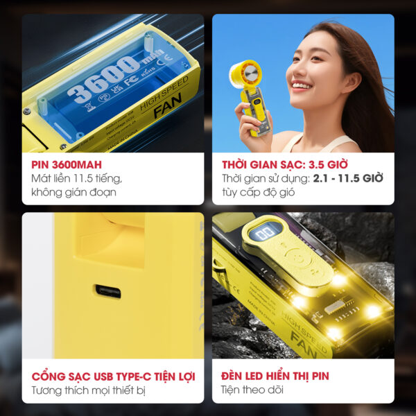 Quạt sạc cầm tay sò lạnh Magic A-018 4