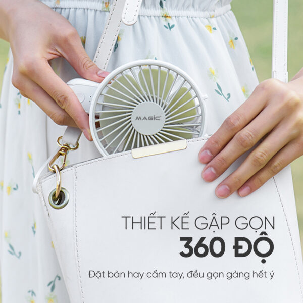 Quạt Sạc Cầm Tay Gấp Gọn Magic A-011 (QUẠT MINI - TRẮNG) 4