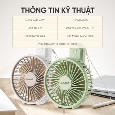 Quạt Sạc Cầm Tay Gấp Gọn Magic A-011 (QUẠT MINI - TRẮNG) 15
