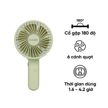 Quạt Sạc Cầm Tay Gấp Gọn Magic A-011 (QUẠT MINI - XANH LÁ)