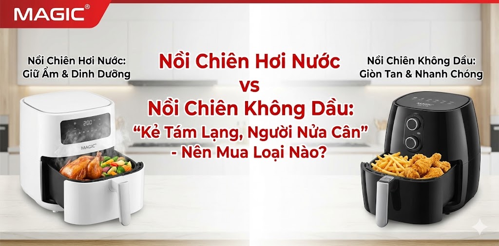 so sánh nồi chiên không dầu và nôi chiên hơi nước
