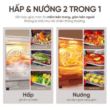 Nồi Chiên Không Dầu Kết Hợp Hấp S23 3 Nồi Chiên Không Dầu Kết Hợp Hấp S23 14