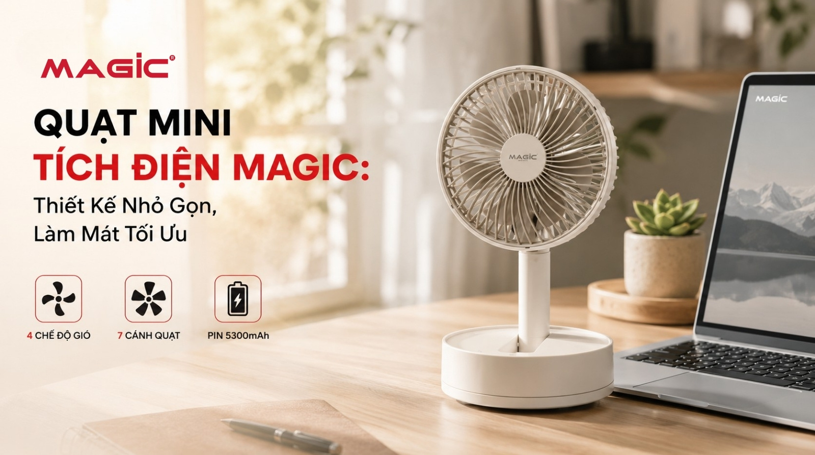 Quạt Mini Tích Điện Magic: Thiết Kế Nhỏ Gọn, Làm Mát Tối Ưu 1