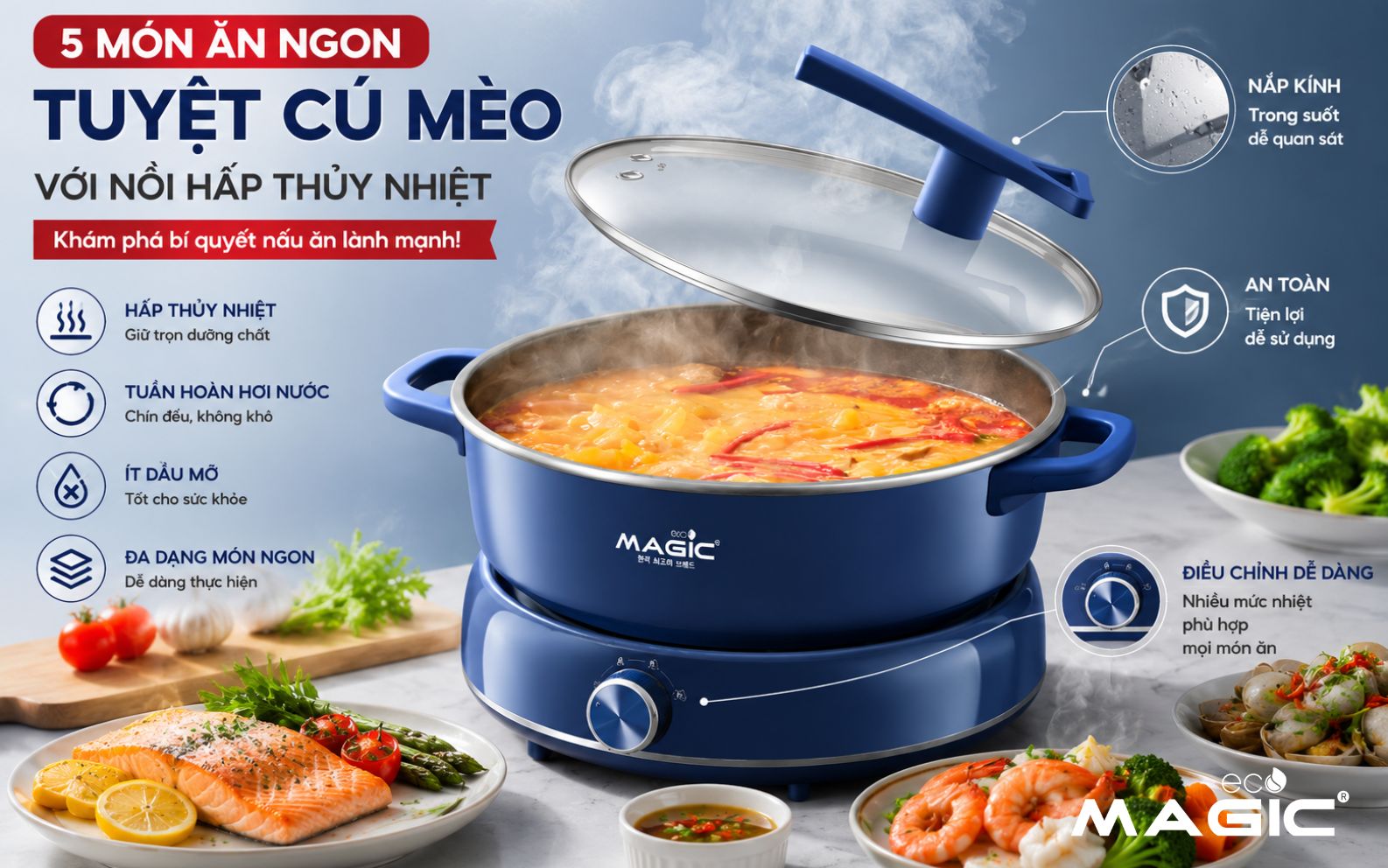 5 Món Ăn Ngon Tuyệt Cú Mèo Với Nồi Hấp Thủy Nhiệt: Khám Phá Bí Quyết Nấu Ăn Lành Mạnh! 1